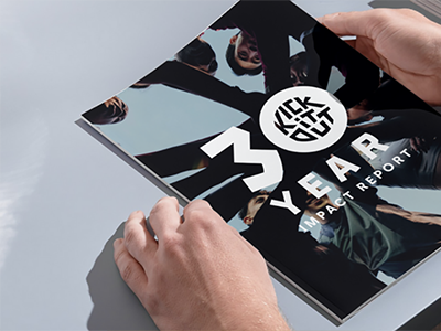 A successful one-off brochure for Kick It Out's 30 year anniversy